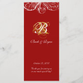 Trouwmenu Kaarten Elegant Monogram Rood Wit (Achterkant)
