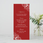 Trouwmenu Kaarten Elegant Monogram Rood Wit (Staand voorkant)