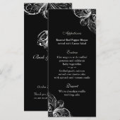 Trouwmenu Kaarten Elegant Monogram Zwart Wit (Voorkant / Achterkant)
