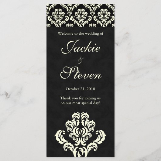 Trouwmenu Kaarten Formal Black Cream Suede (Achterkant)