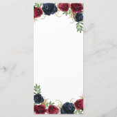 Trouwmenu kaarten in Navy Blauw Bourgondië Rustic  (Achterkant)