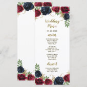 Trouwmenu kaarten in Navy Blauw Bourgondië Rustic  (Voorkant / Achterkant)