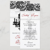 Trouwmenu Kaarten Kroonluchter Zwart Wit (Voorkant / Achterkant)