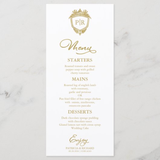 Trouwmenu Kaarten met Gouden Script (Voorkant)