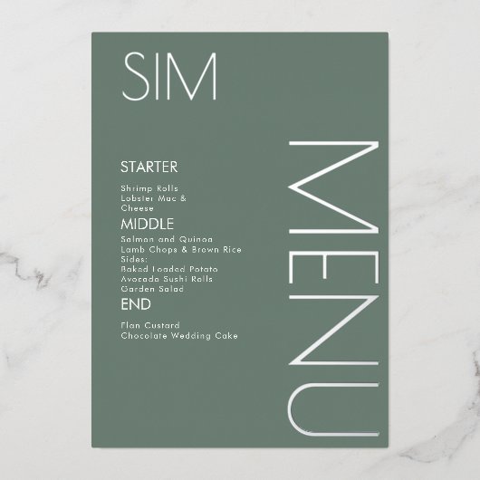 Trouwmenu kaarten met Initialen Logo Warm Gestempe (Voorkant)