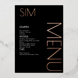 Trouwmenu kaarten met initieel logo van rose goud 