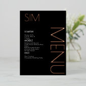 Trouwmenu kaarten met initieel logo van rose goud  (Staand Voorkant)