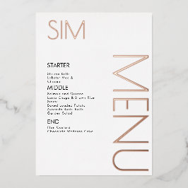 Trouwmenu kaarten met initiële logo pers rose goud