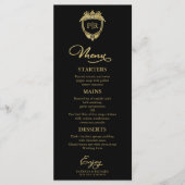 Trouwmenu Kaarten met Monogram Zwart en Goud (Voorkant)