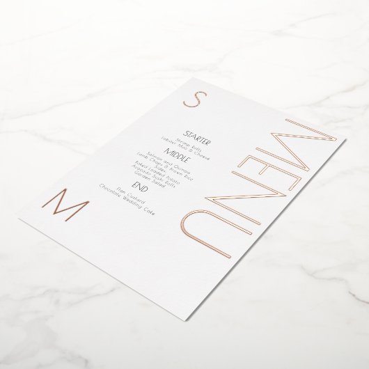 Trouwmenu Kaarten met Reliëfletters (Gedraaid)