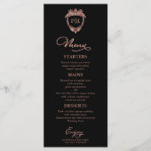 Trouwmenu Kaarten Monogram Zwart En Roze Goud (Voorkant)