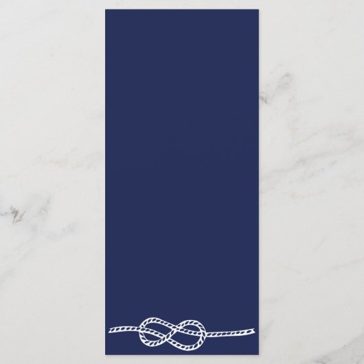 Trouwmenu Kaarten Navy Blauw Maritiem met Knoop (Achterkant)