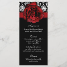 Trouwmenu Kaarten Red Rose Damask