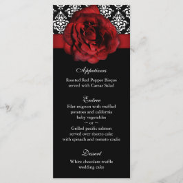 Trouwmenu Kaarten Red Rose Damask