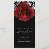Trouwmenu Kaarten Red Rose Damask (Achterkant)