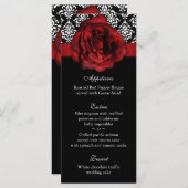 Trouwmenu Kaarten Red Rose Damask (Voorkant / Achterkant)