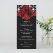 Trouwmenu Kaarten Red Rose Damask (Staand voorkant)