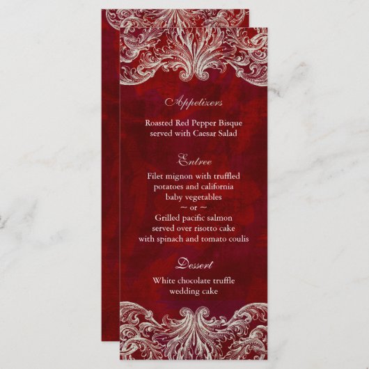 Trouwmenu Kaarten Red Rose Garden (Voorkant / Achterkant)