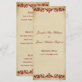 Trouwmenu  Leaf Scroll in Bourgondië Menu (Voorkant / Achterkant)