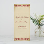 Trouwmenu  Leaf Scroll in Bourgondië Menu (Staand voorkant)