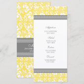 Trouwmenu Lemon Grey Damask Menu (Voorkant / Achterkant)