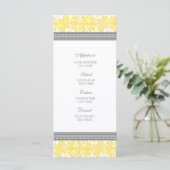 Trouwmenu Lemon Grey Damask Menu (Staand voorkant)