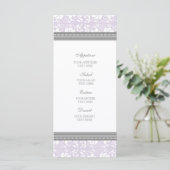 Trouwmenu Lila grijs Damask Menu (Staand voorkant)