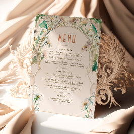 Trouwmenu Madeliefjes Art Nouveau van Mucha Kaart