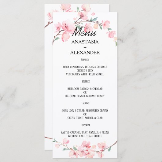 TROUWMENU. MENU (Voorkant / Achterkant)