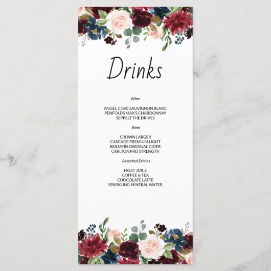 TROUWMENU. MENU (Achterkant)