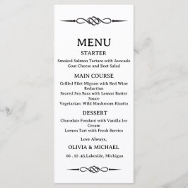 Trouwmenu met bewerkbare zwarte en witte Keltische Menu