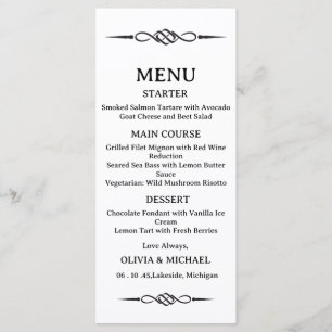 Trouwmenu met bewerkbare zwarte en witte Keltische Menu