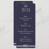 Trouwmenu met blauwe ankers in nautische stijl menu (Voorkant / Achterkant)