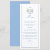Trouwmenu met Blauwe Hortensia Crest Monogram Menu (Voorkant / Achterkant)