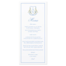 Trouwmenu met Blauwe Hortensia Crest Monogram