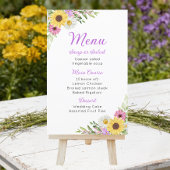 Trouwmenu met bloemen Zonnebloem Madeliefje