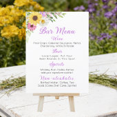 Trouwmenu met bloemen Zonnebloem Madeliefje Bar Me