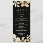 Trouwmenu met bloemengoud en zwart menu (Voorkant)