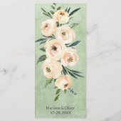 Trouwmenu met bloemmotief Beige Blush Saliegroen Menu (Achterkant)
