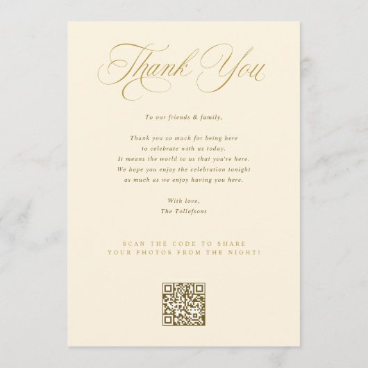 Trouwmenu met dank u goud menu (Achterkant)