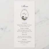 Trouwmenu met Frans landelijk monogram uit het ver Menu (Voorkant)