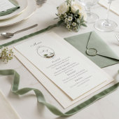 Trouwmenu met Frans landelijk monogram uit het ver Menu