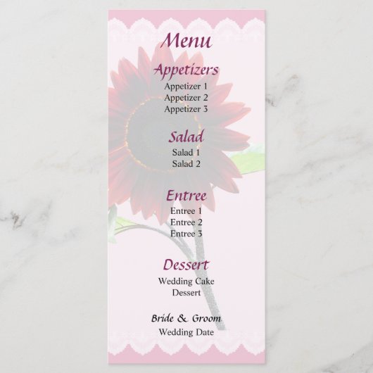 Trouwmenu met kersen en chocolade menu (Voorkant)