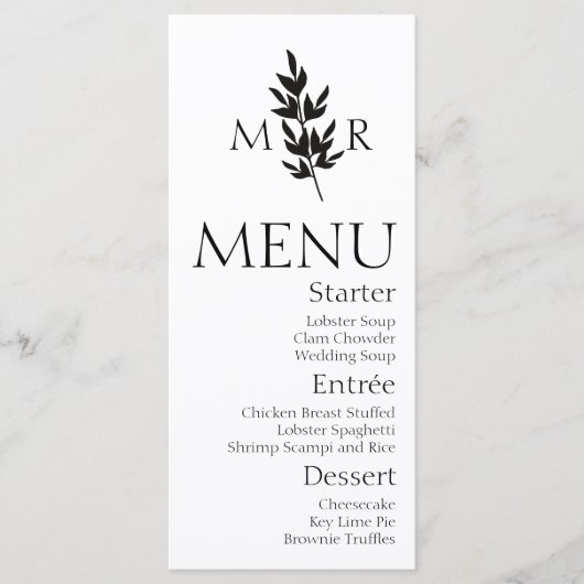 Trouwmenu met Logo van Botanische Tak Menu (Voorkant)
