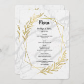 Trouwmenu met marmer- en goudeffect menu (Voorkant / Achterkant)