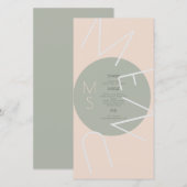 Trouwmenu met monogram Hart Ronde Salie Roze  (Voorkant / Achterkant)