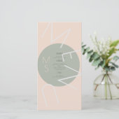 Trouwmenu met monogram Hart Ronde Salie Roze  (Staand voorkant)