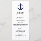 Trouwmenu met Nautisch Anker Menu (Voorkant)