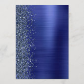 Trouwmenu met Navy Blauwe Glam Glitter Script Menu (Achterkant)