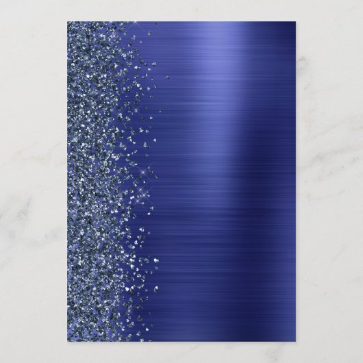 Trouwmenu met Navy Blauwe Glam Glitter Script Menu (Achterkant)
